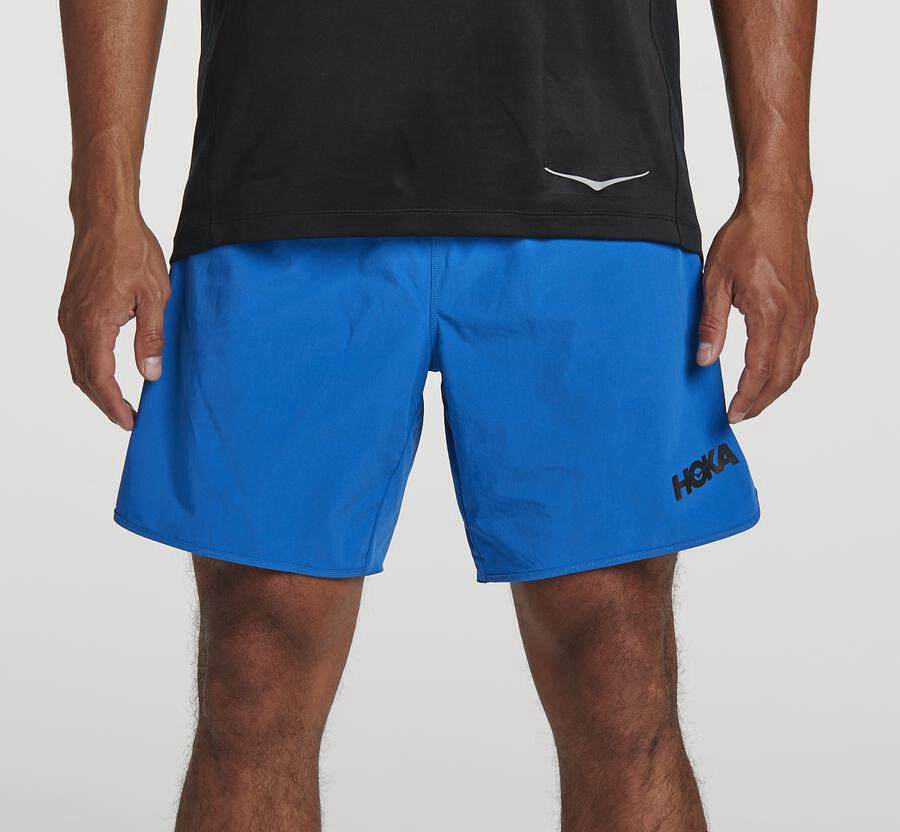 Hoka One One Mens Shorts - Performance - Blue - PLEF15026